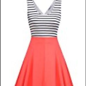 Papaya striped cocktail dress